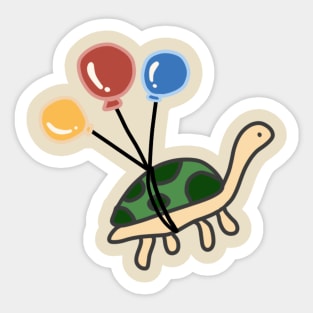 Cute Tortoise on a Balloon Ride Mental Health Awareness Joyful Adventure Combat Depression Sticker